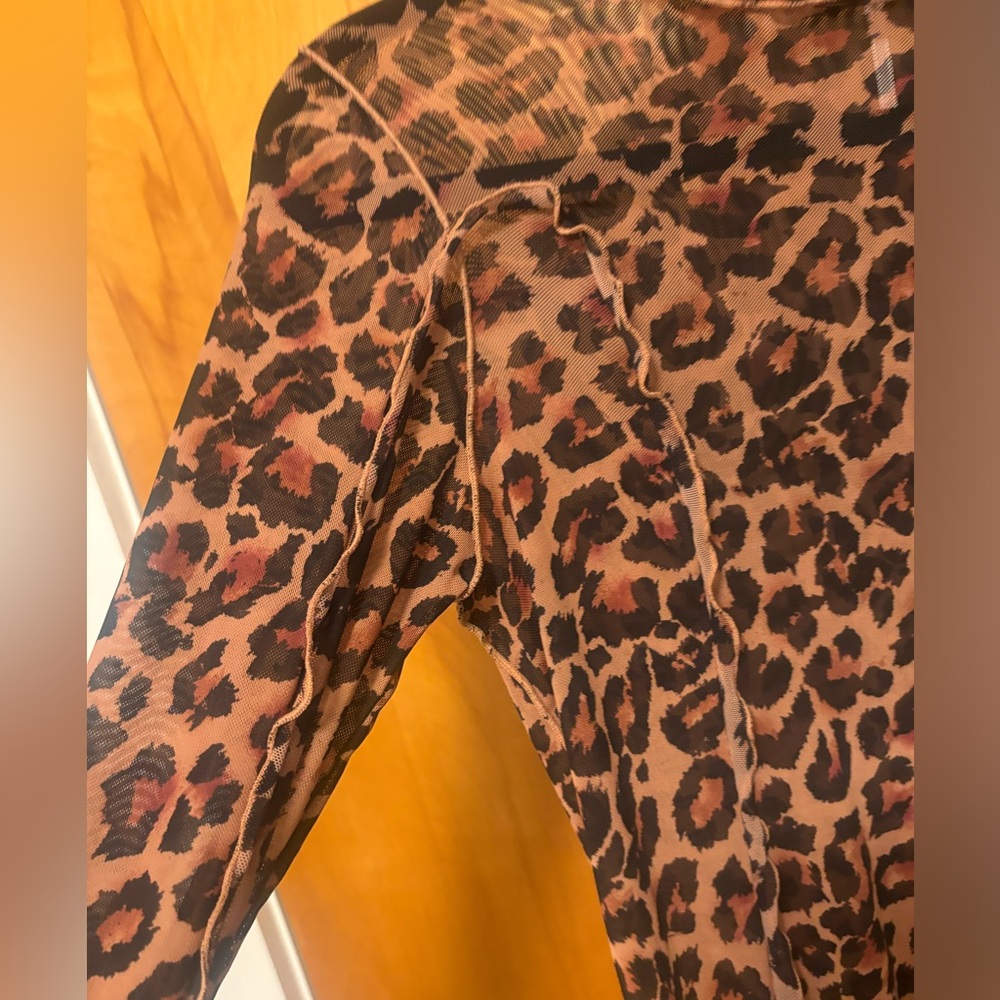 Free People Charlie Mesh Animal Print Sheer Top - Picture 9 of 16